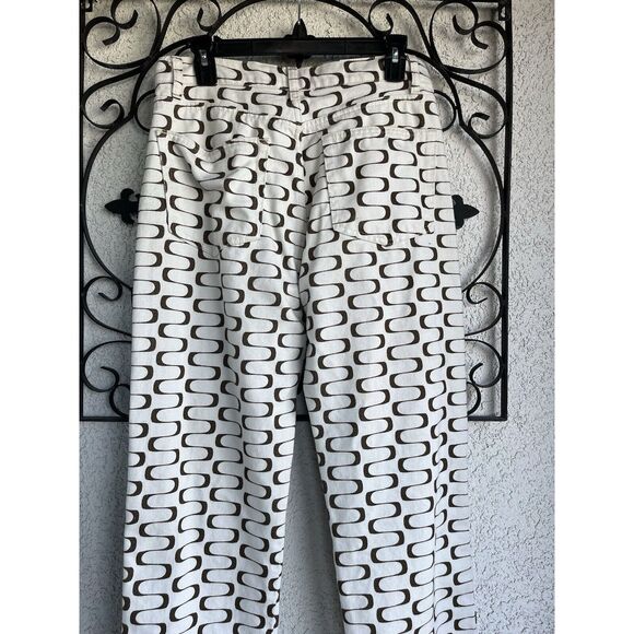 Reformation Mod High Rise Straight Leg Pants - Size 29 - Ivory/ Brown - Picture 6 of 9